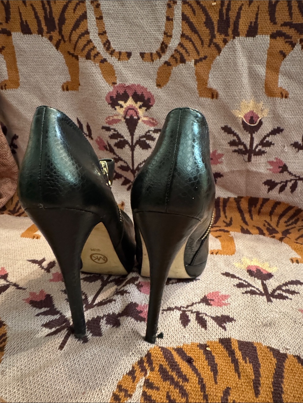 Michael Kors High-Heel Ankle Booties with Gold Zipper - Picture 4 of 12
